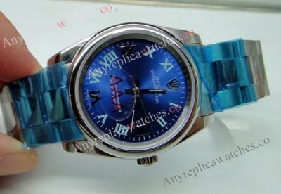 Copy Rolex Oyster Perpetual Watch SS Blue Face 36mm Men Size